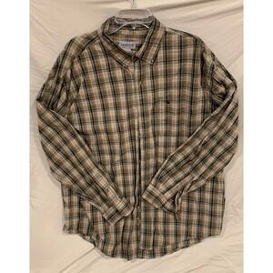 Carhartt Long sleeve Button up Plaid Green‎ & Tan Big & Tall 2XL
